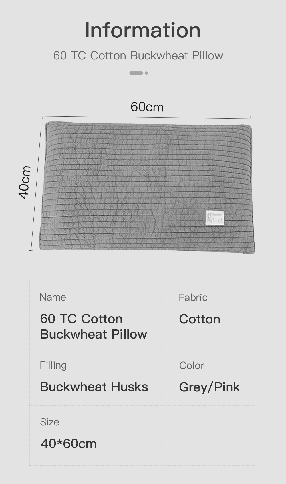 60 TC Cotton Buckwheat Husks Pillow-8